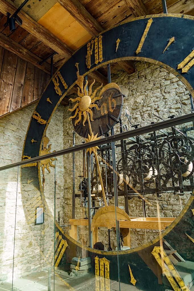 Clock inside Zytturm tower in Lucerne