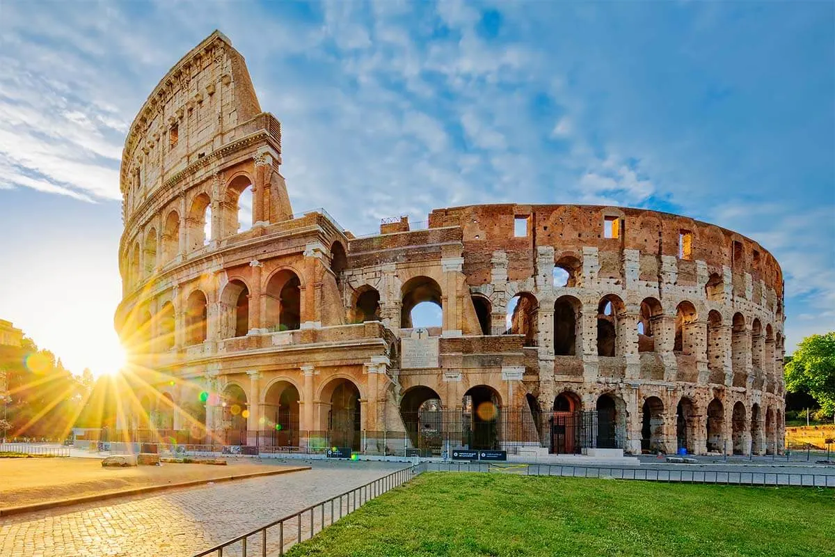 Colosseum sunrise view from Via dei Verbiti