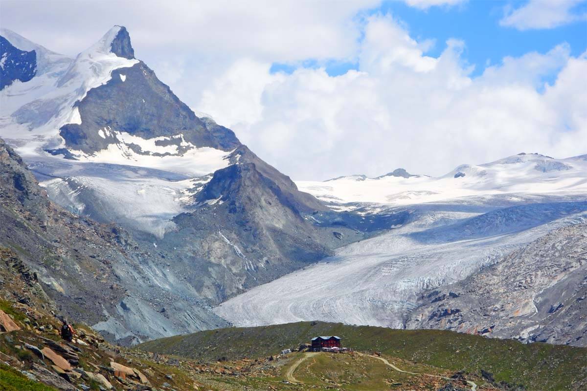 Findel Glacier and Fluhalp mountain hut Switzerland