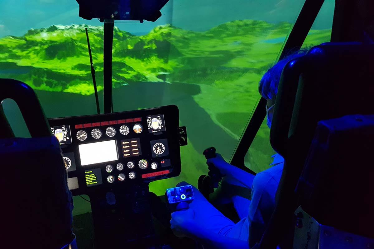 Helicopter flight simulator at the Swiss Museum of Transport in Lucerne