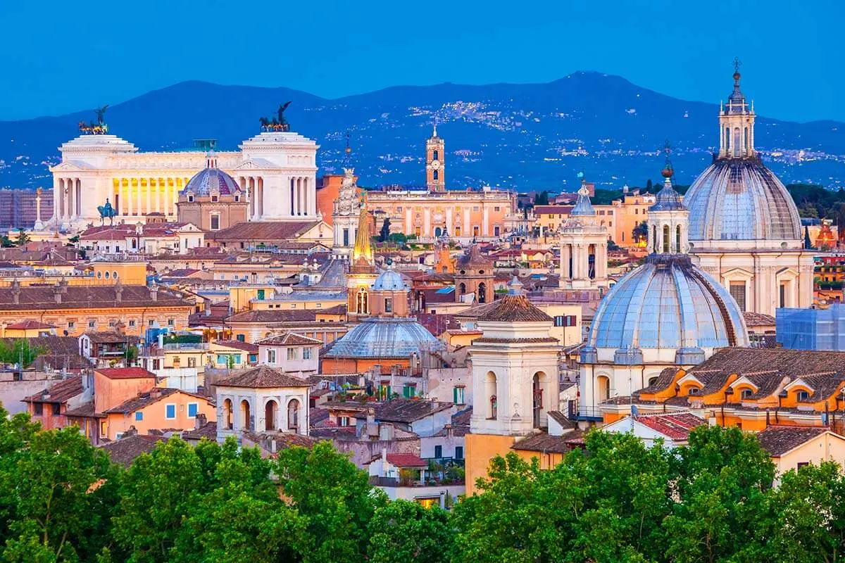 Historic center of Rome view from St Angelo Castle roof