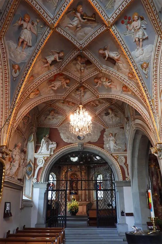 Interior of Franciscan Church in Lucerne Switzerland