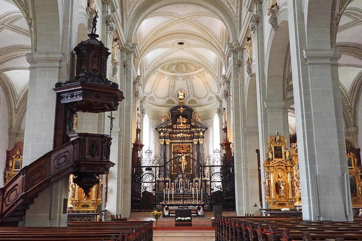 Interior of Hofkirche St. Leodegar in Lucerne