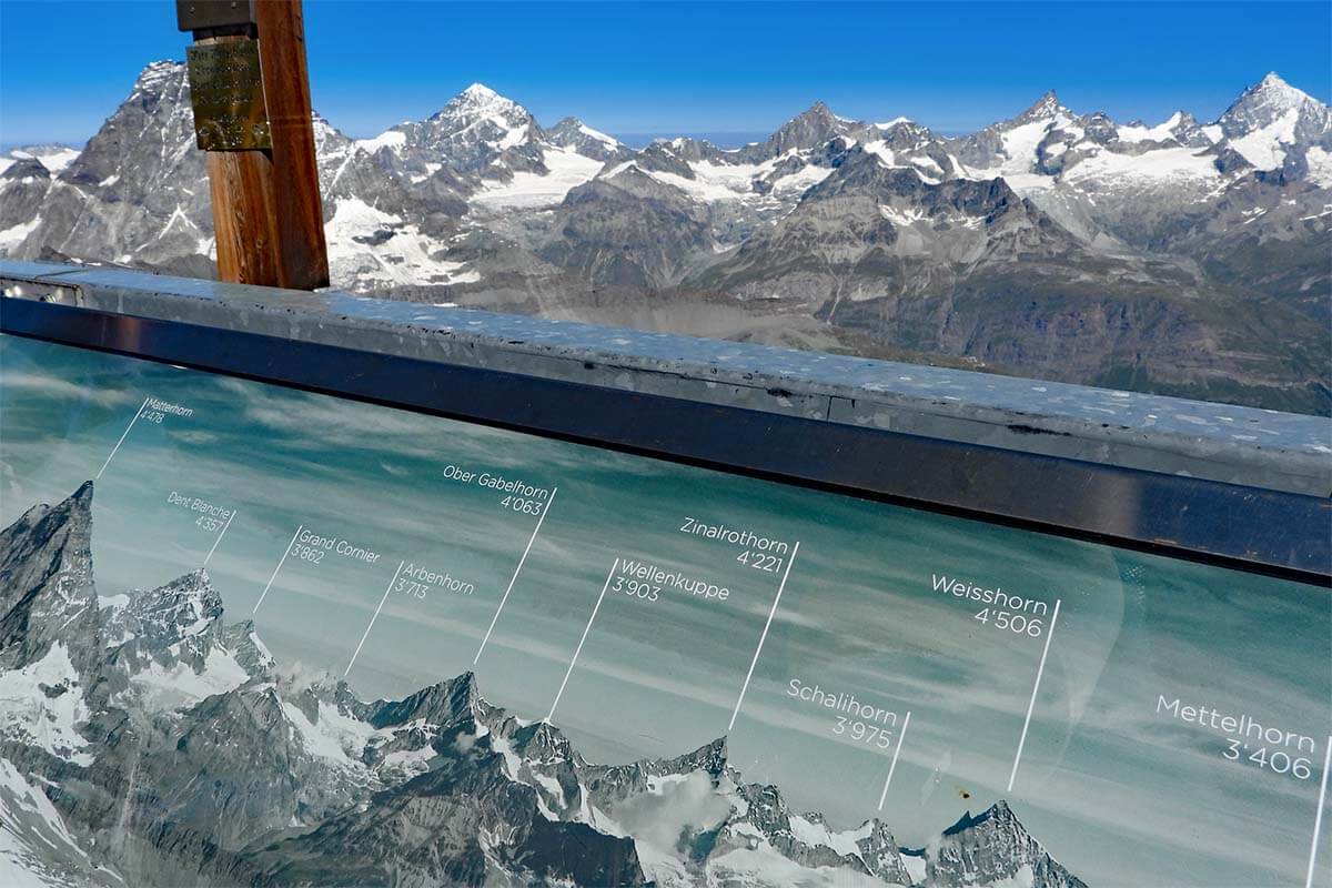 Plataforma de observación Klein Matterhorn en el paraíso del glaciar Matterhorn en Zermatt, Suiza
