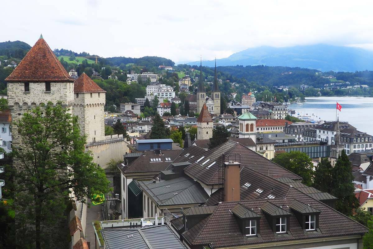 Lucerne old town as seen from Musegg Wall