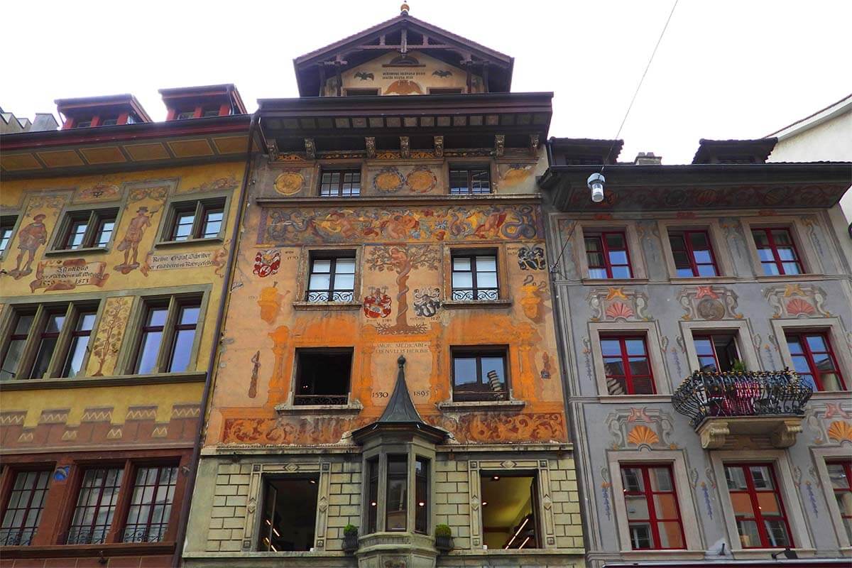 Colorful buildings in the old town of Lucerne