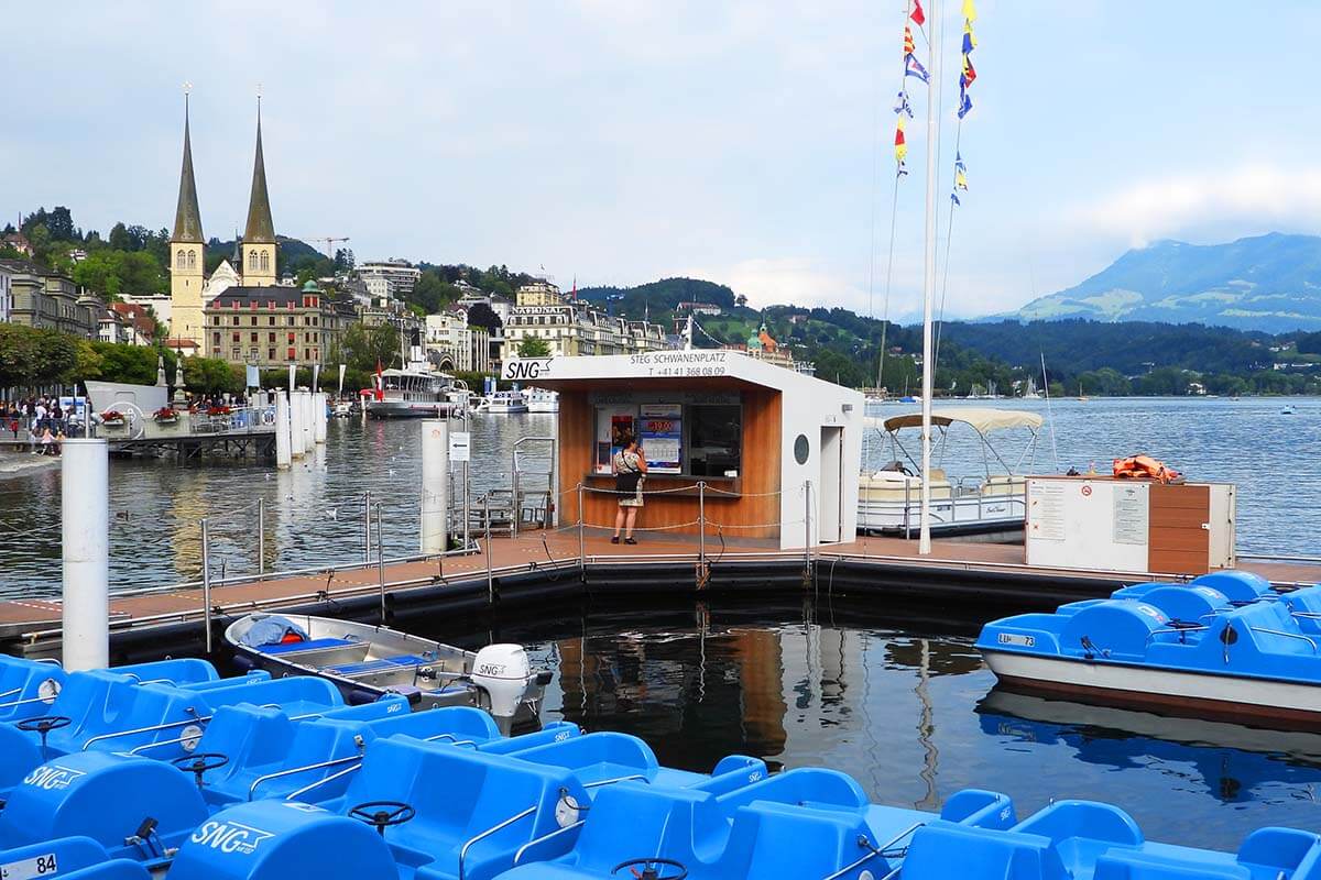 Pedal boats for rent in Lucerne Switzerland