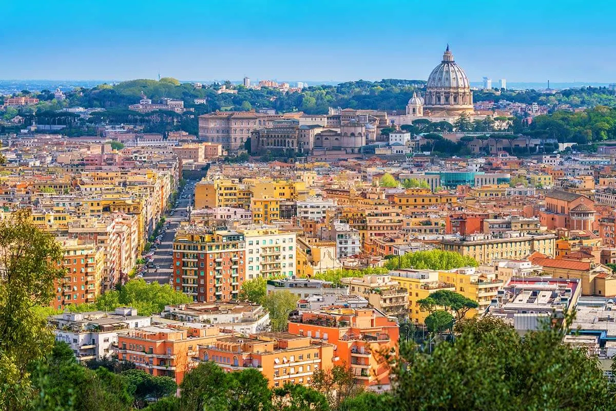 Vista del paisaje urbano de Roma desde Monte Mario