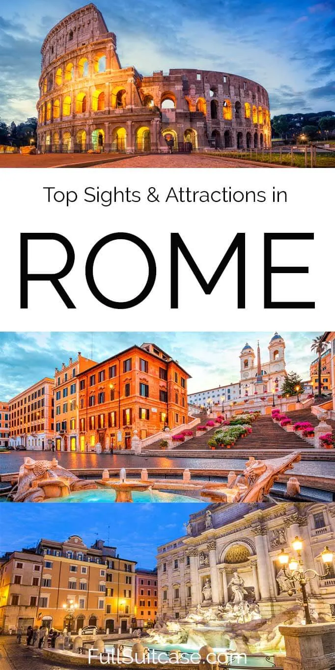 Rome sights and tourist attractions to see when visiting Rome, Italy