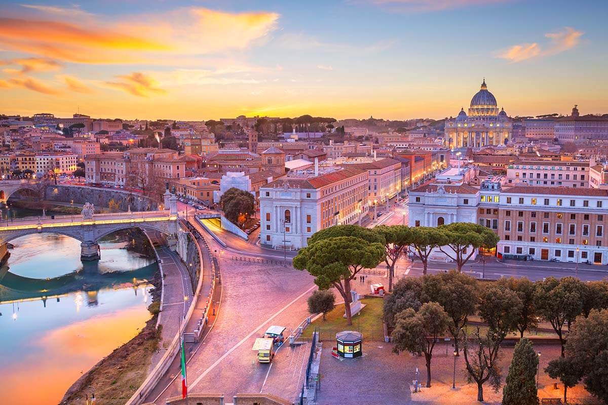 Rome sunset view from Castel Sant Angelo
