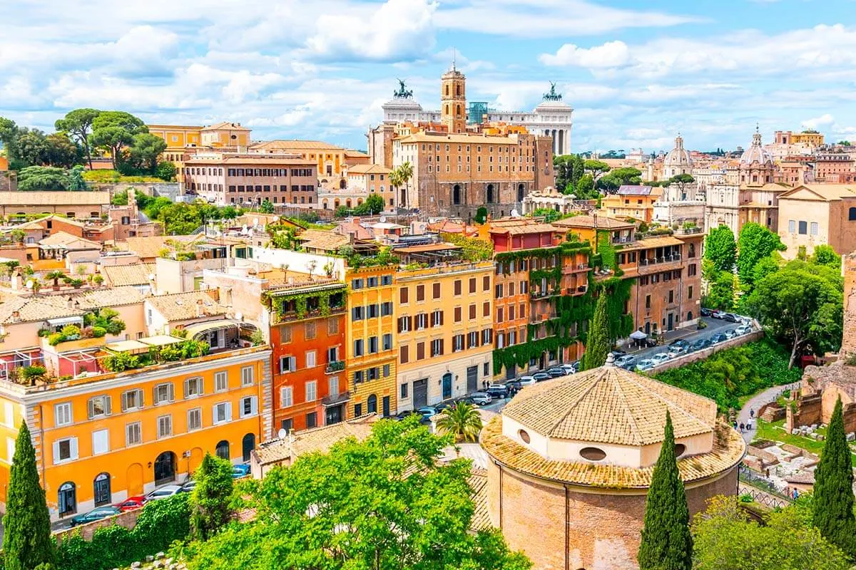 Rome views from Terrazza Belvedere del Palatino on Palatine Hill