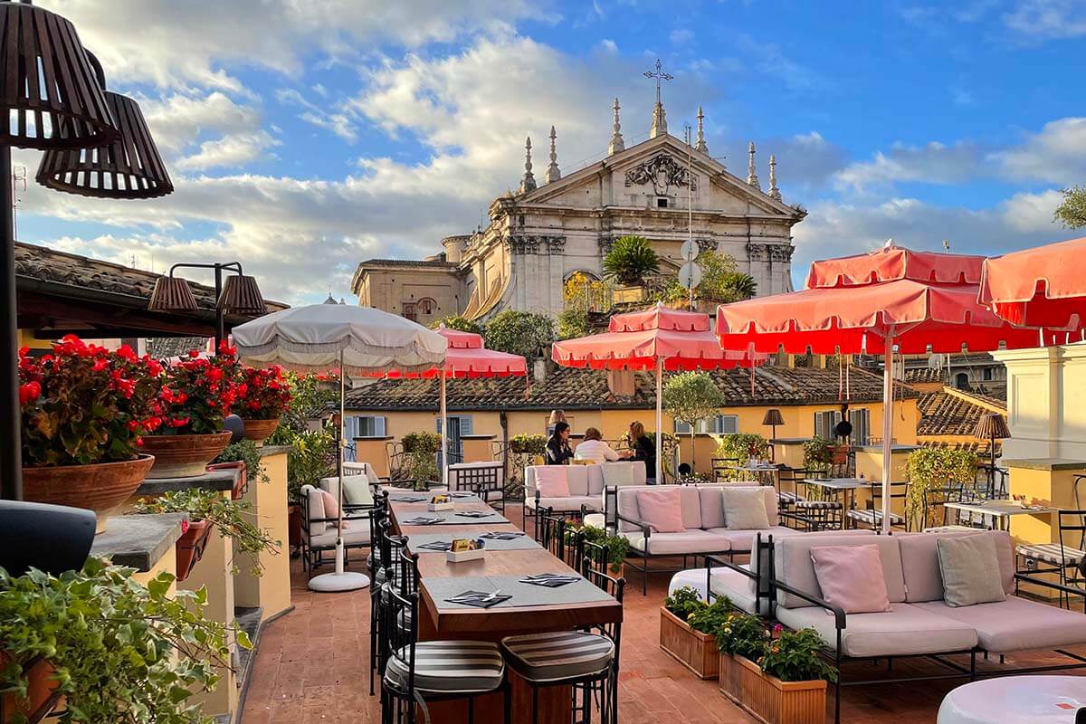 Rooftop terrace of Hotel Cesari in Rome