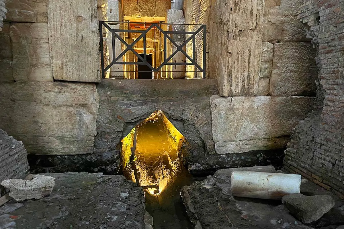 Subterranean river at the Colosseum Underground in Rome