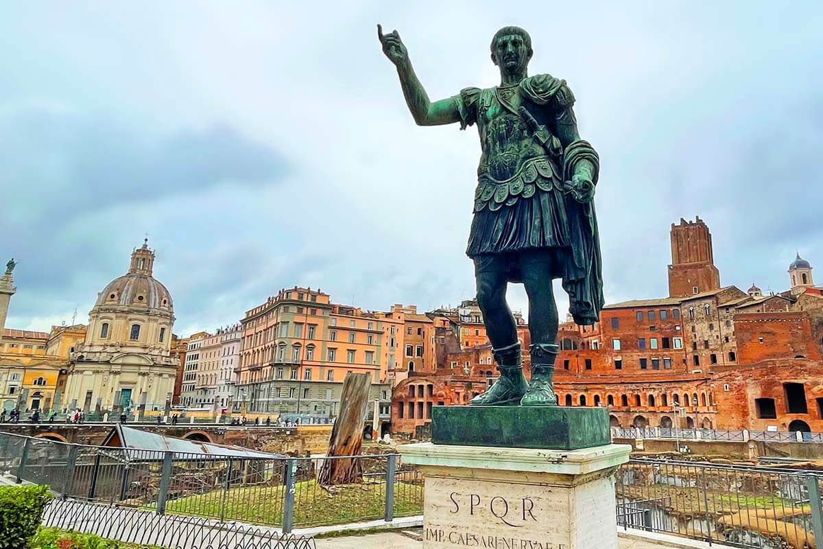 Emperor statue on Via dei Fori Imperiali in Rome