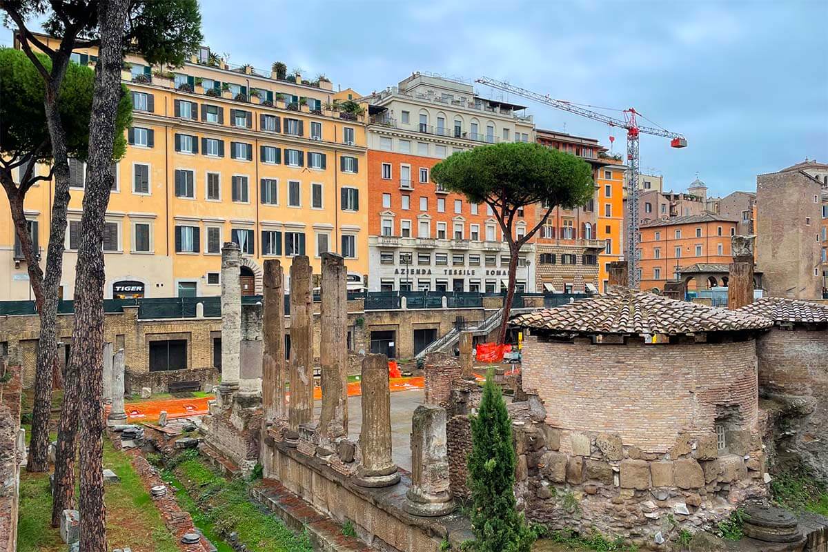 Ancient temples at Largo di Torre Argentina in Rome