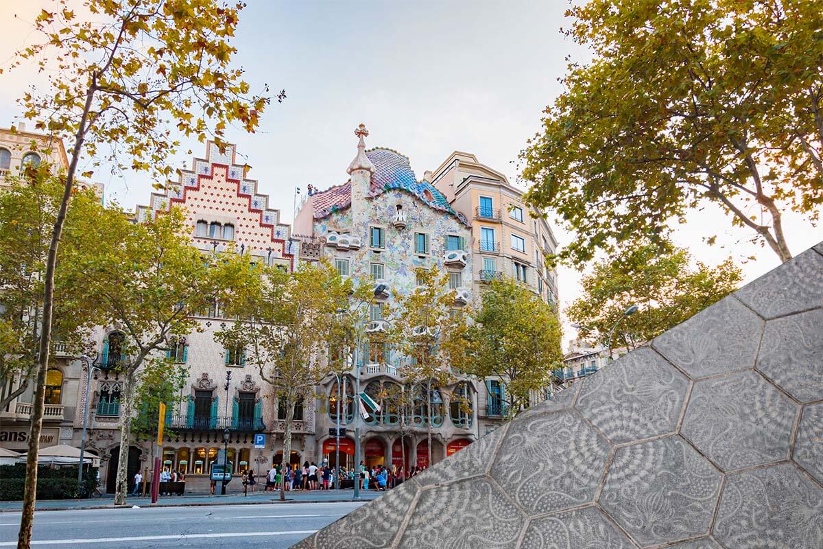 Barcelona Passeig de Gràcia and Gaudi tiles