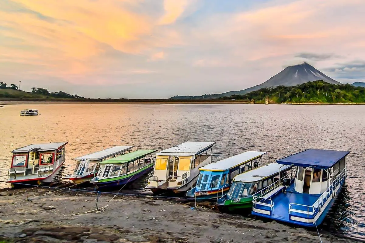 Boats on Lake Arenal in Costa Rica