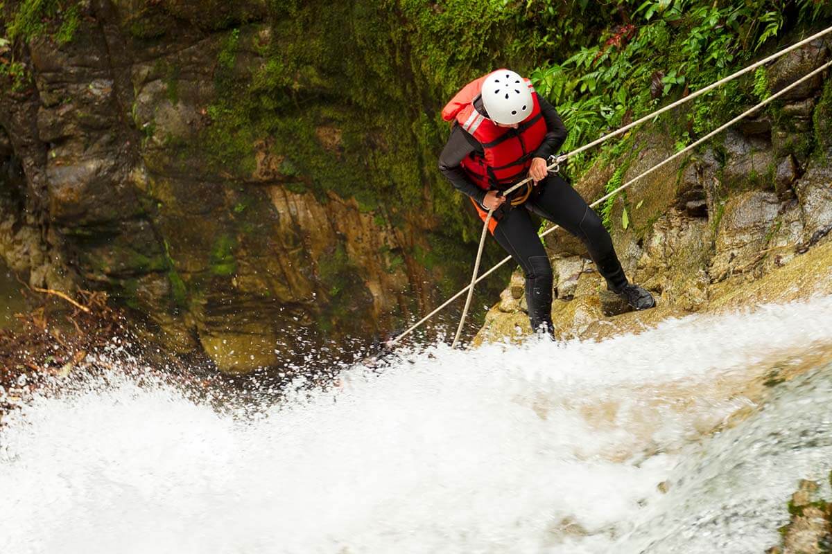 Canyoning and waterfall rappelling is one of the best adventure tours in La Fortuna, Costa Rica