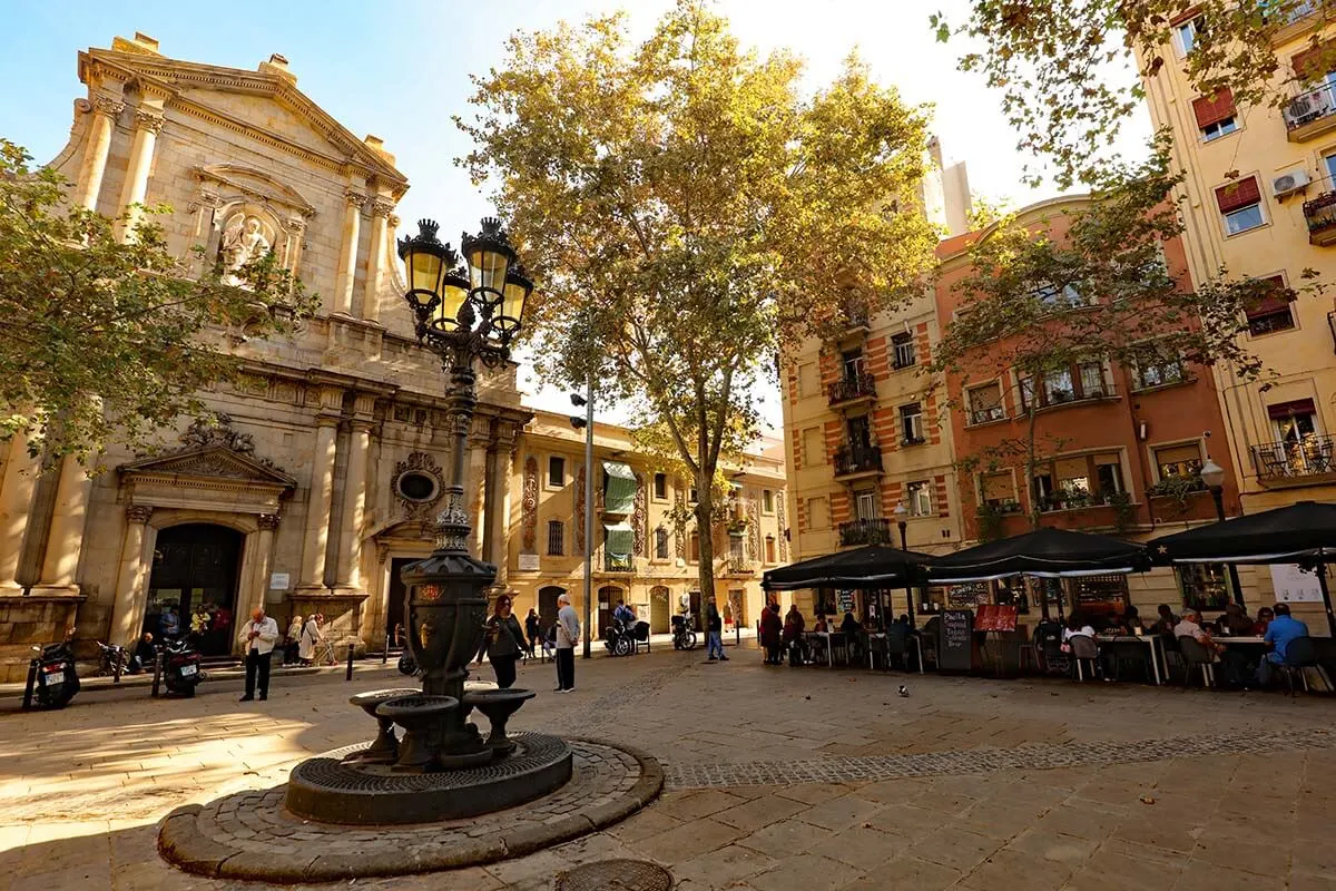 Plaça de la Barceloneta - the nicest town square of La Barceloneta neighborhood in Barcelona