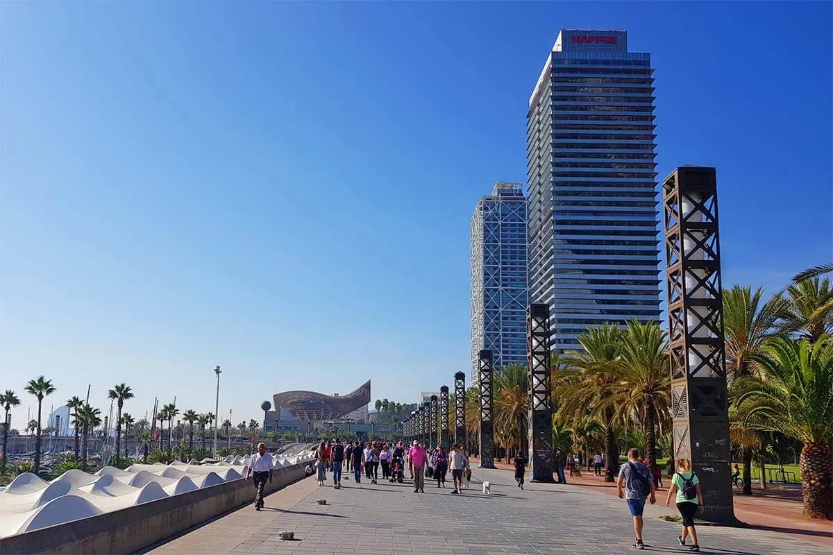 Passeig Maritim de la Barceloneta - pedestrian waterfront area in Barcelona