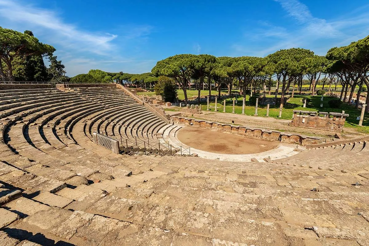 Teatro di Ostia at the ancient Roman theater at Ostia Antica, Italy