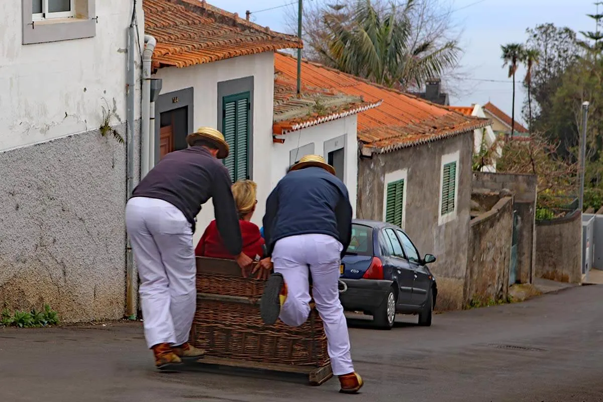 Wicker basket toboggan ride is a popular tourist attraction in Madeira