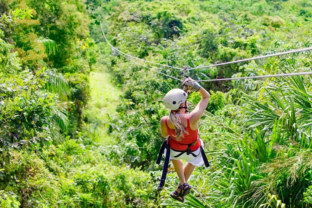 Zip lining canopy tours in La Fortuna Arenal Costa Rica