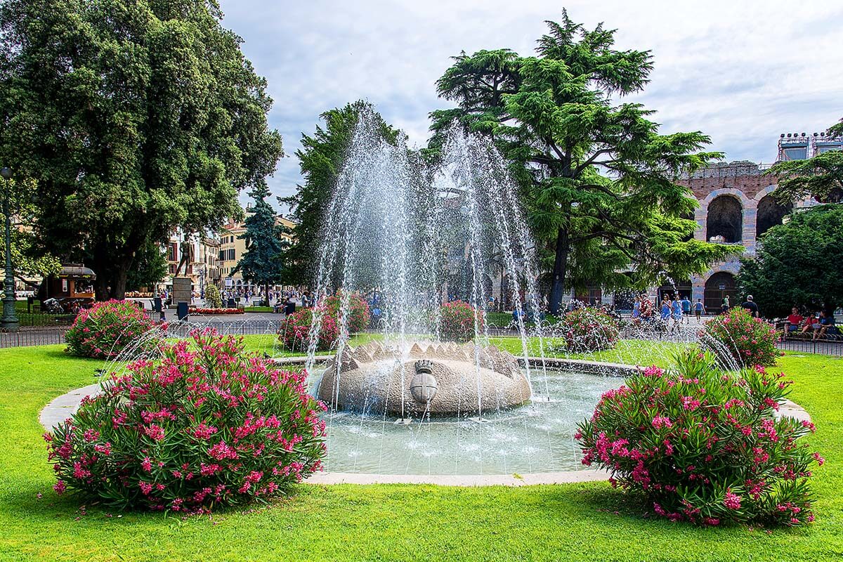 Fountain on Piazza Bra in Verona