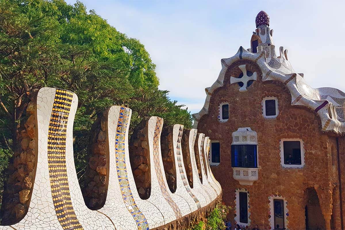 Gaudi buildings at Park Guell in Barcelona