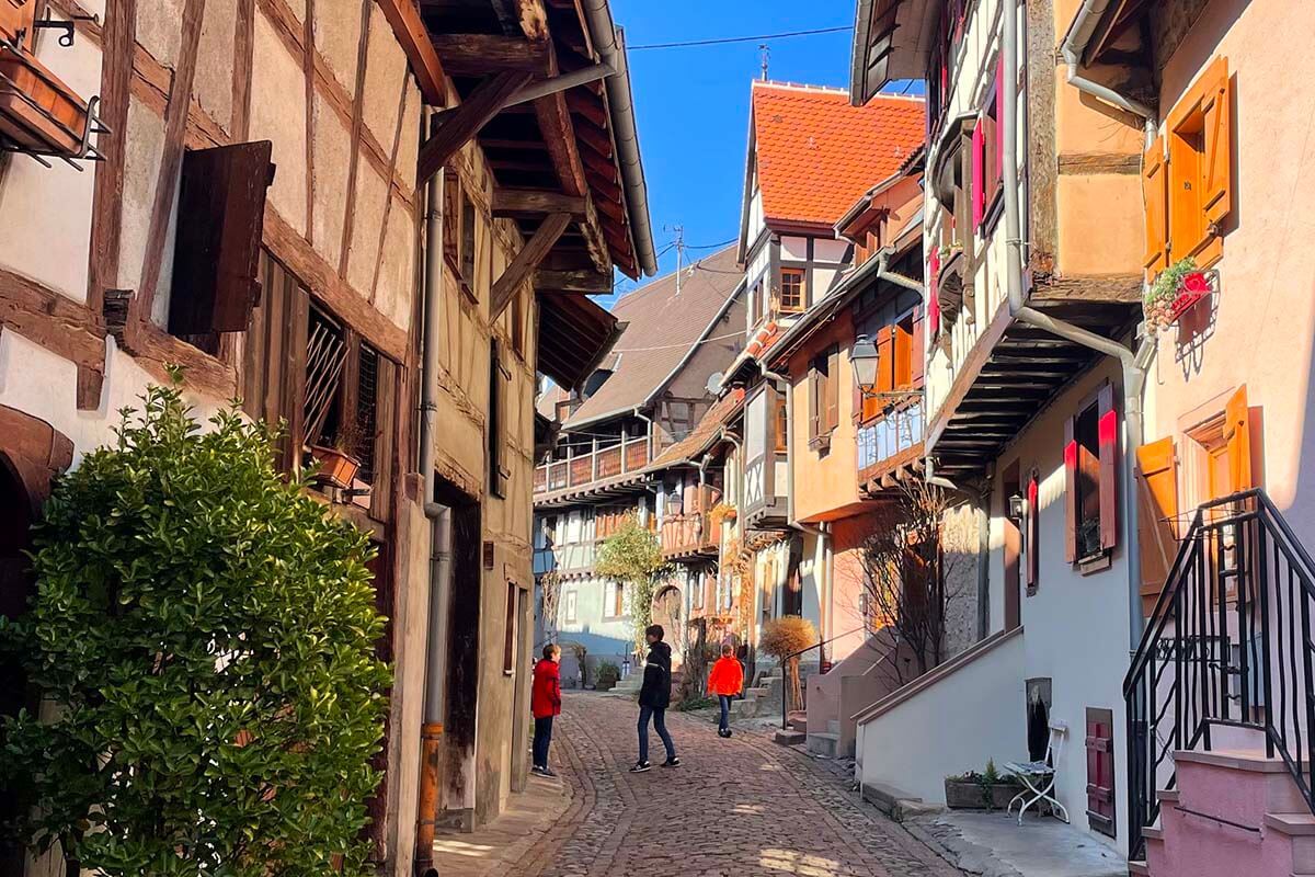 Medieval streets in Eguisheim old town
