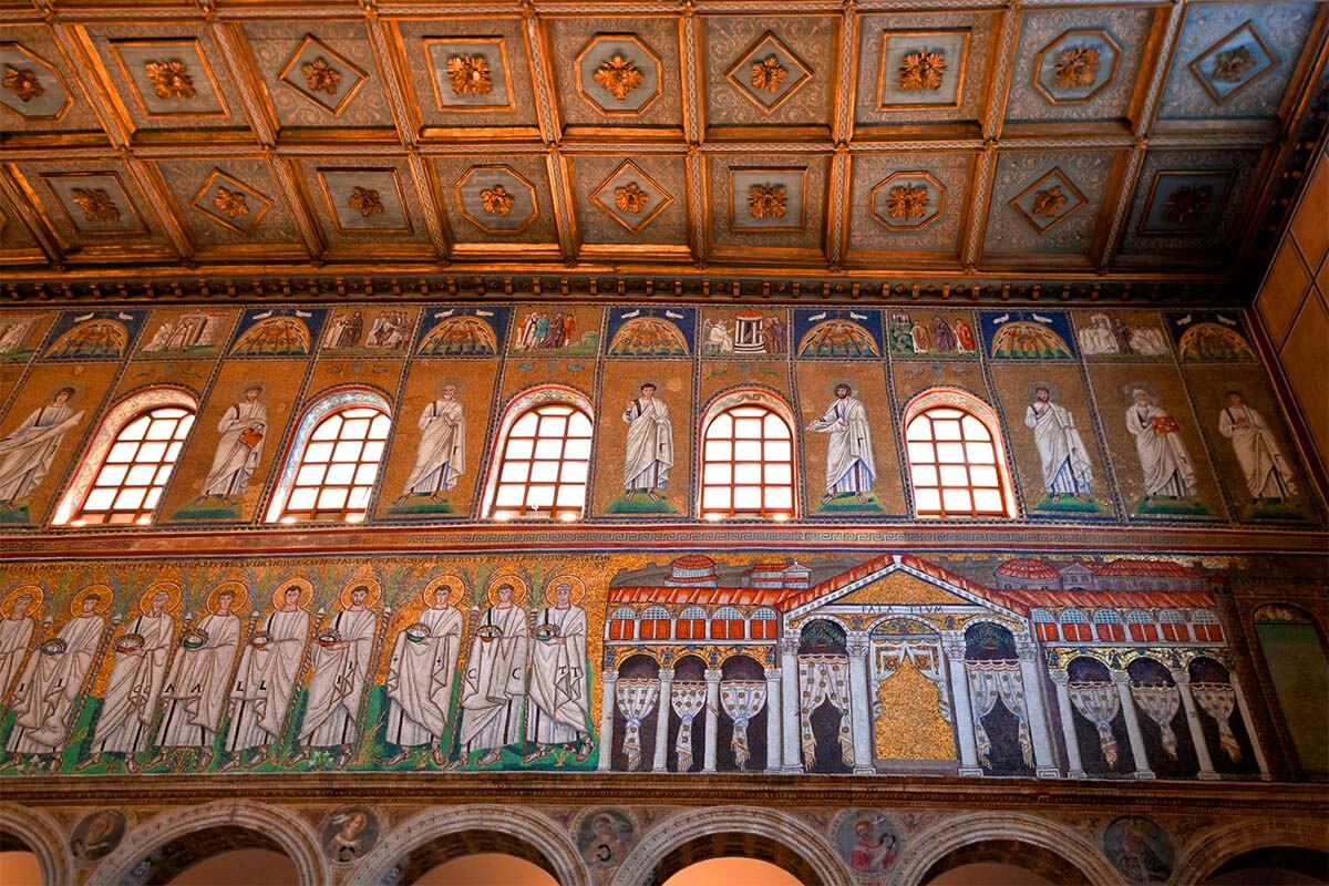 Mosaics of Basilica di Sant'Apollinare Nuovo in Ravenna Italy