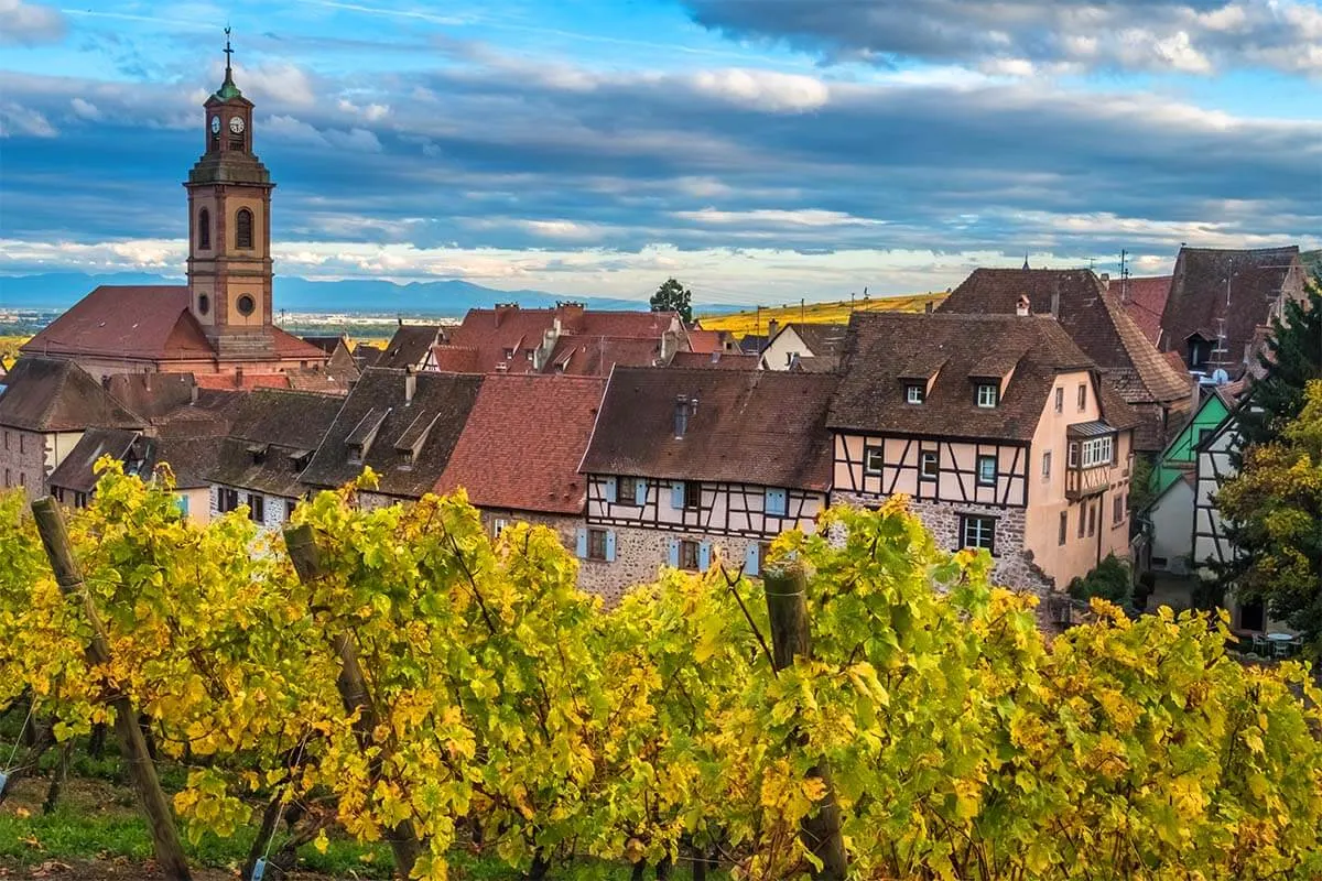 Riquewihr village is a popular place to visit near Colmar in Alsace France