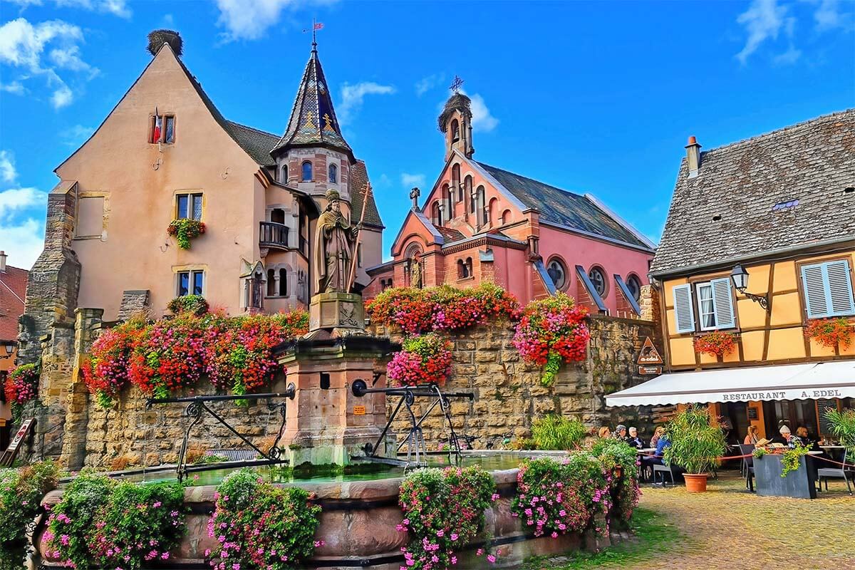 Saint-Léon Square and Fountain in Eguisheim France