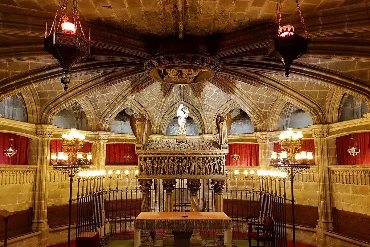 The crypt of Saint Eulalia inside the Cathedral of Barcelona