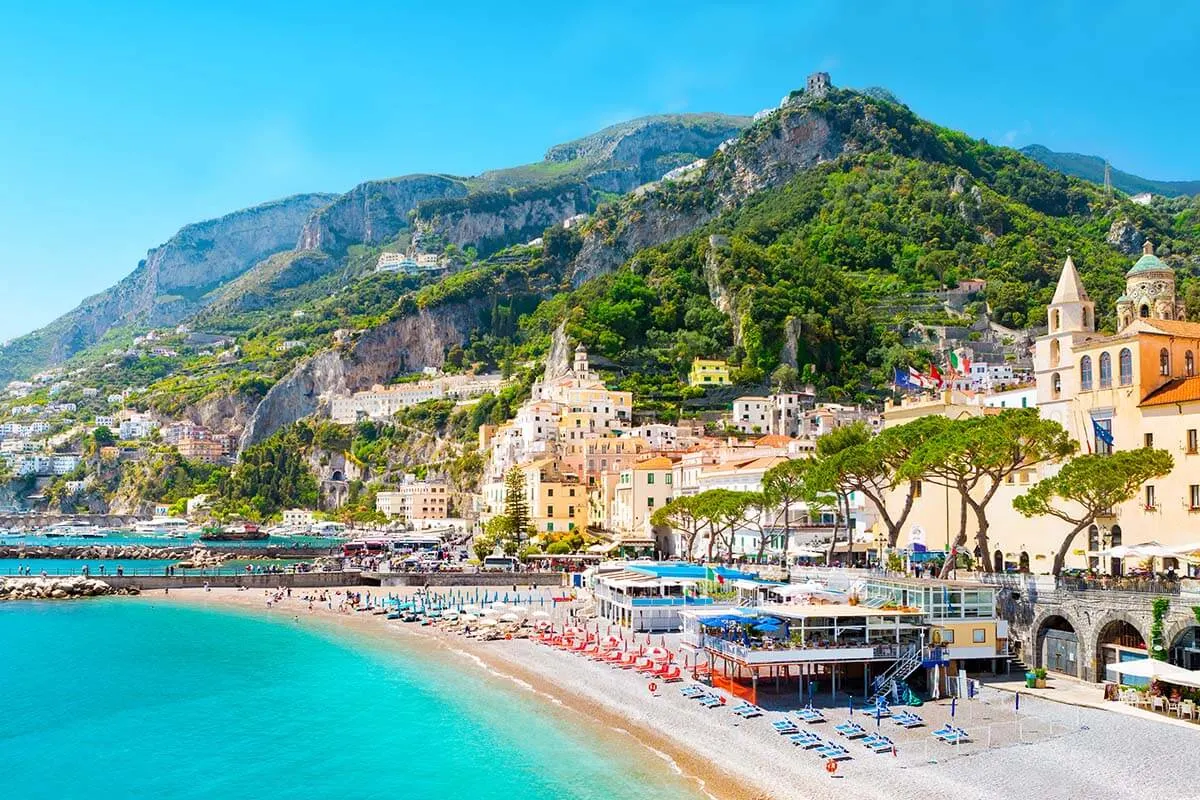 Amalfi town and beach on the Amalfi Coast (Italy)