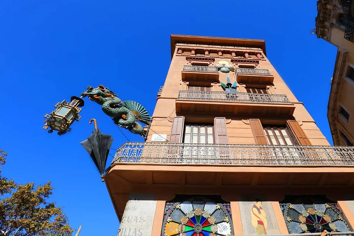 Dragon building on La Rambla in Barcelona