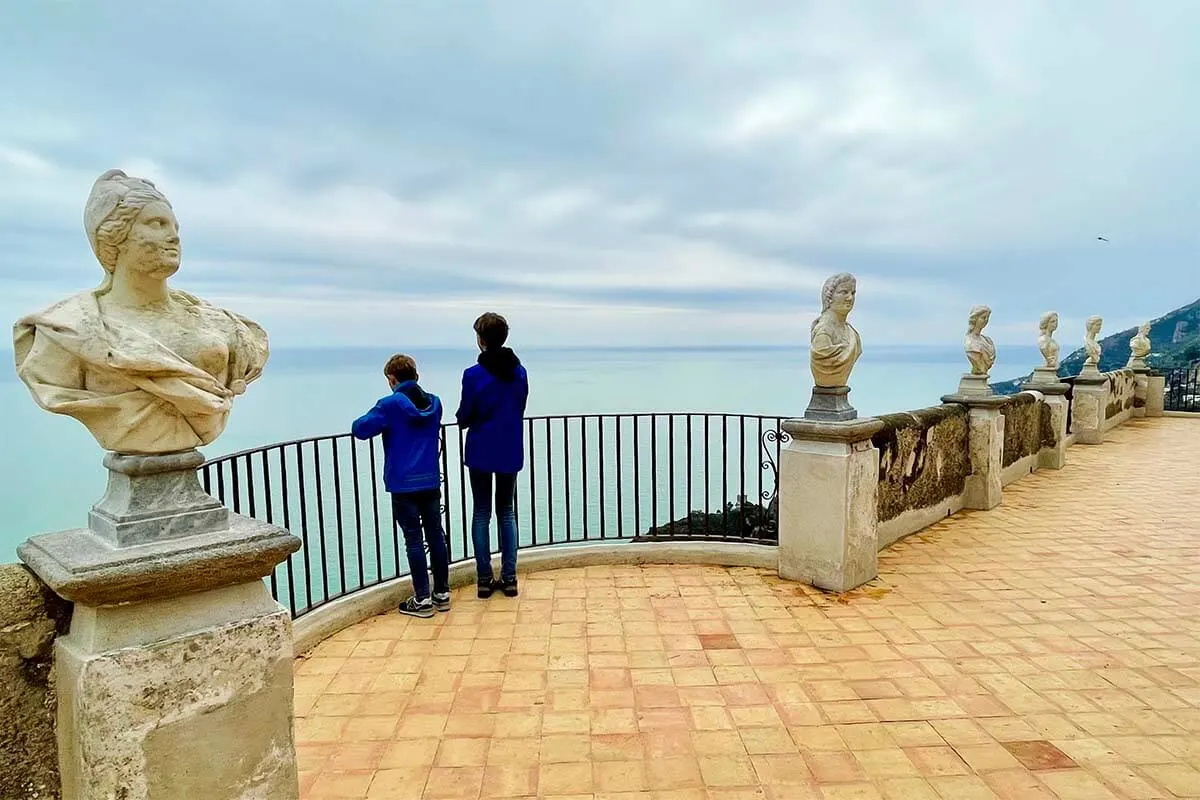 Infinity terrace at Hotel Villa Cimbrone in Ravello on the Amalfi Coast Italy