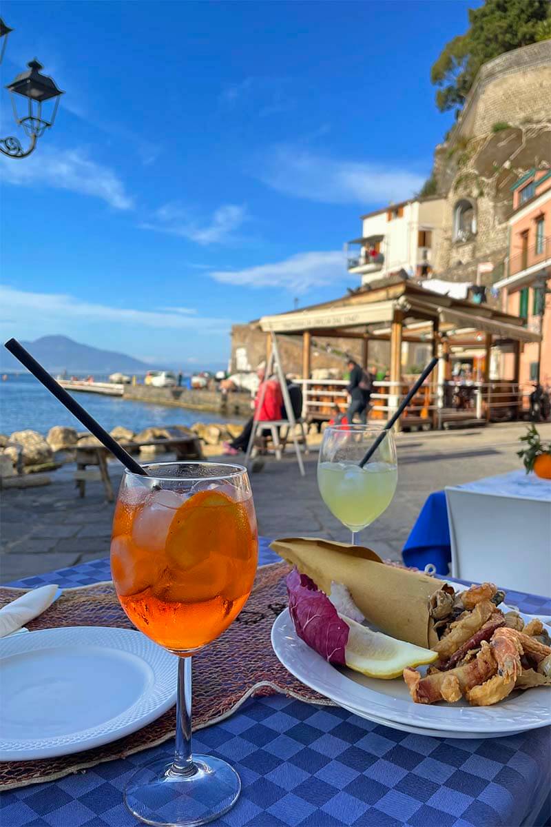 Italian aperitivo at restaurant ‘O Puledrone at Marina Grande in Sorrento