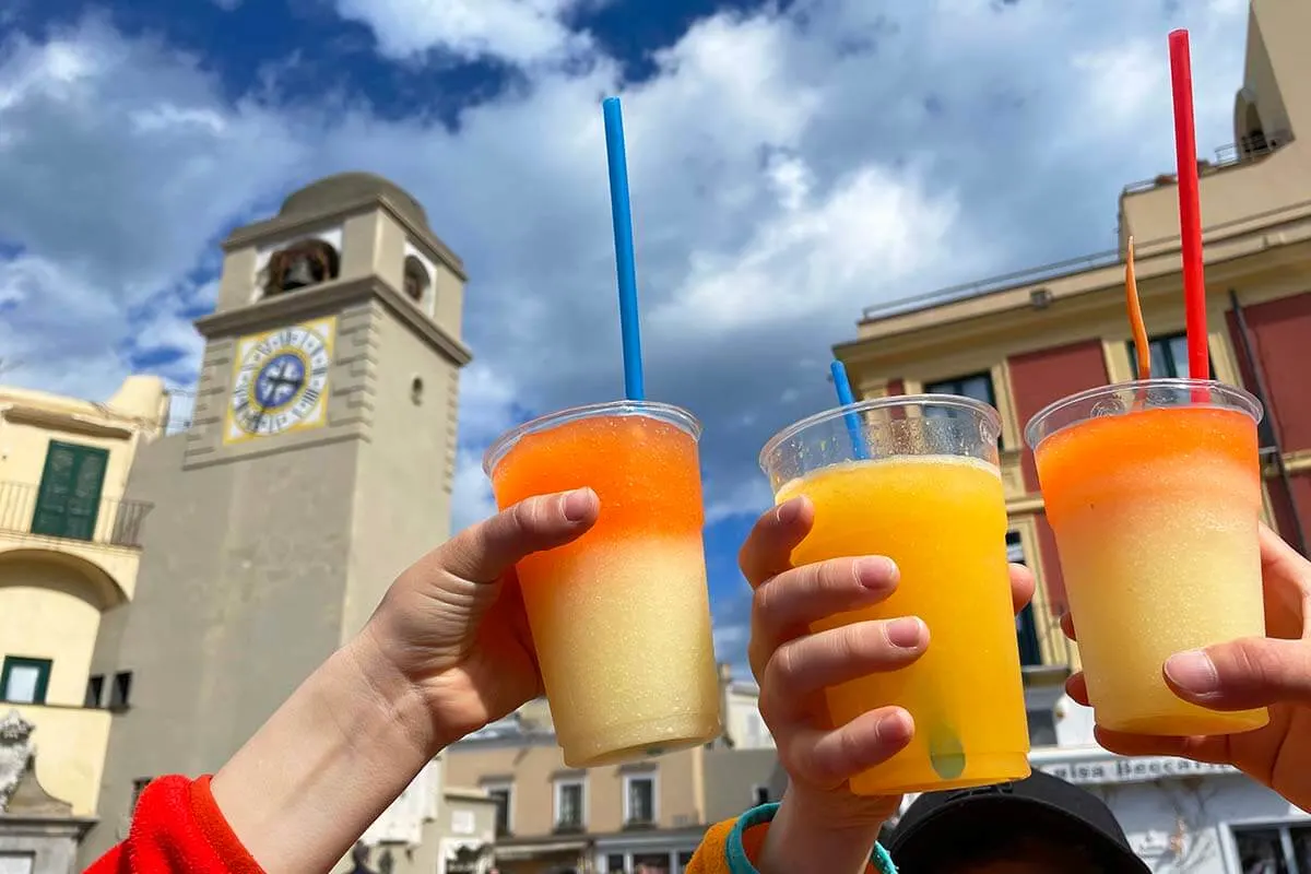 Lemon slush at Piazza Umberto I in Capri