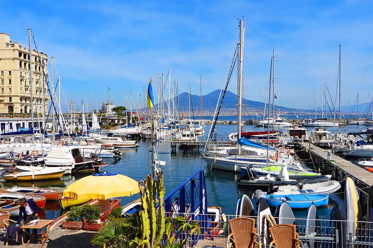 Naples waterfront and boats at Borgo Marinaro