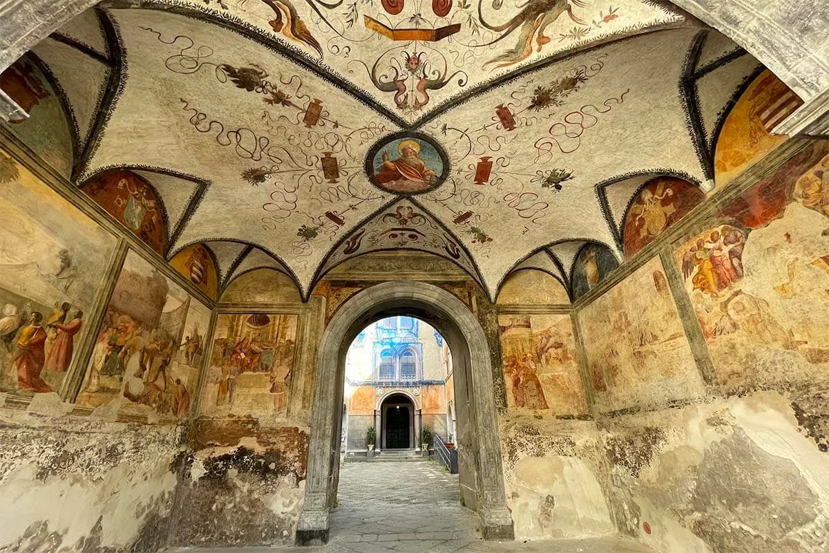 Old frescos near San Gennaro Catacombs and Hospital San Gennaro in Naples