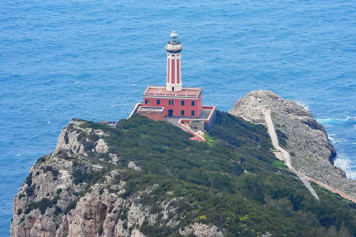 Punta Carena Lighthouse (Faro di Punta Carena) in Anacapri on Capri island in Italy