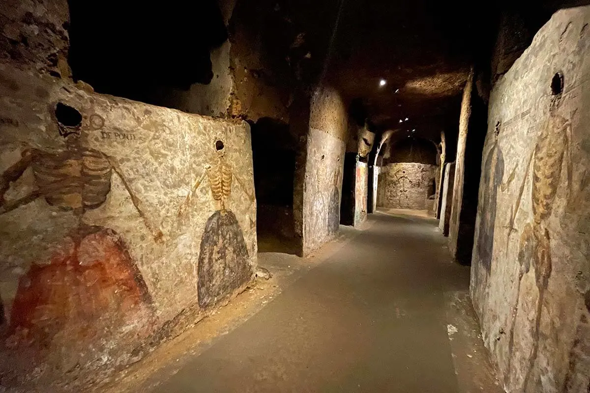 The Gallery of the Nobles at San Gaudioso Catacombs in Naples