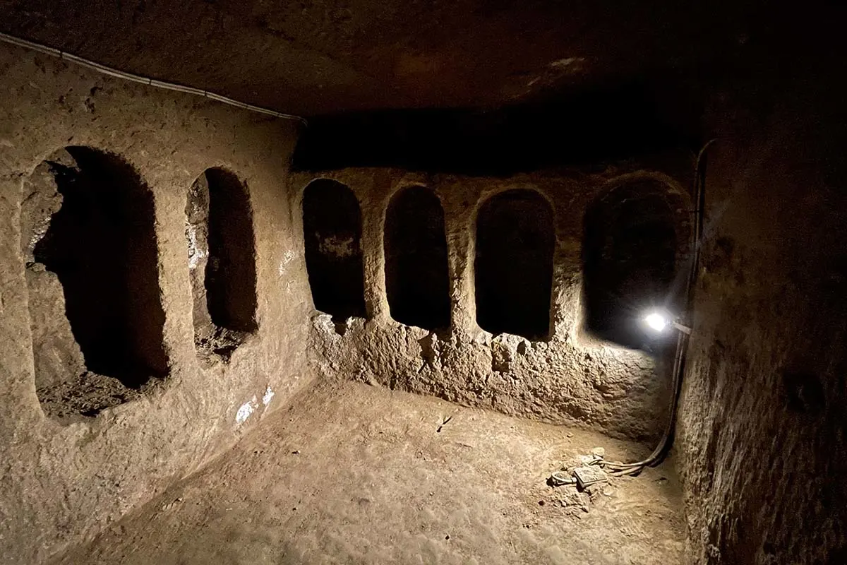 The draining rooms at San Gaudioso Catacombs in Naples
