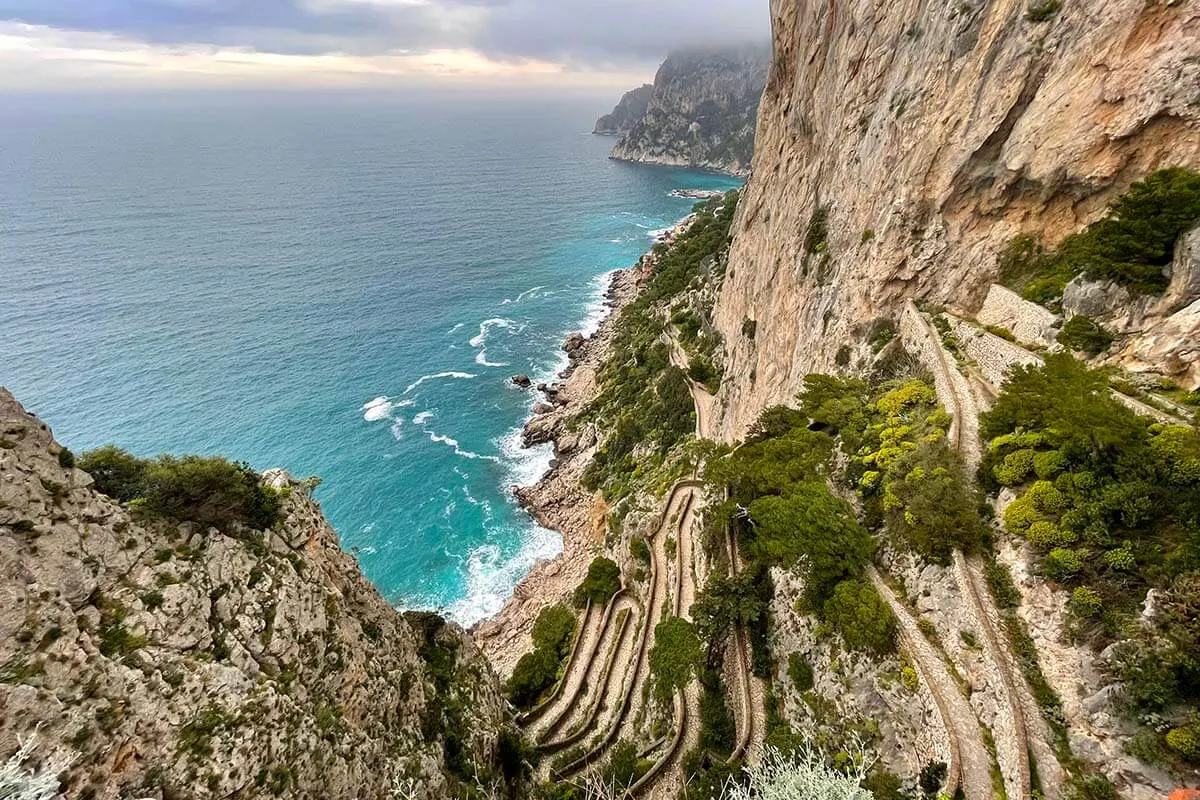 Via Krupp as seen from Giardini di Augusto in Capri