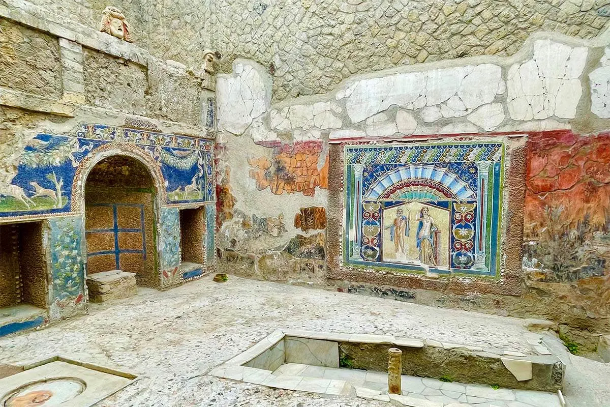 Ancient mosaics in Herculaneum, Italy