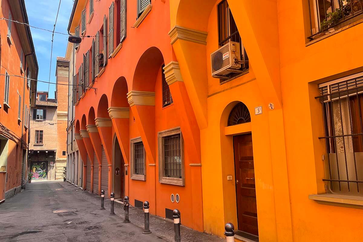 Colorful buildings in Bologna Italy