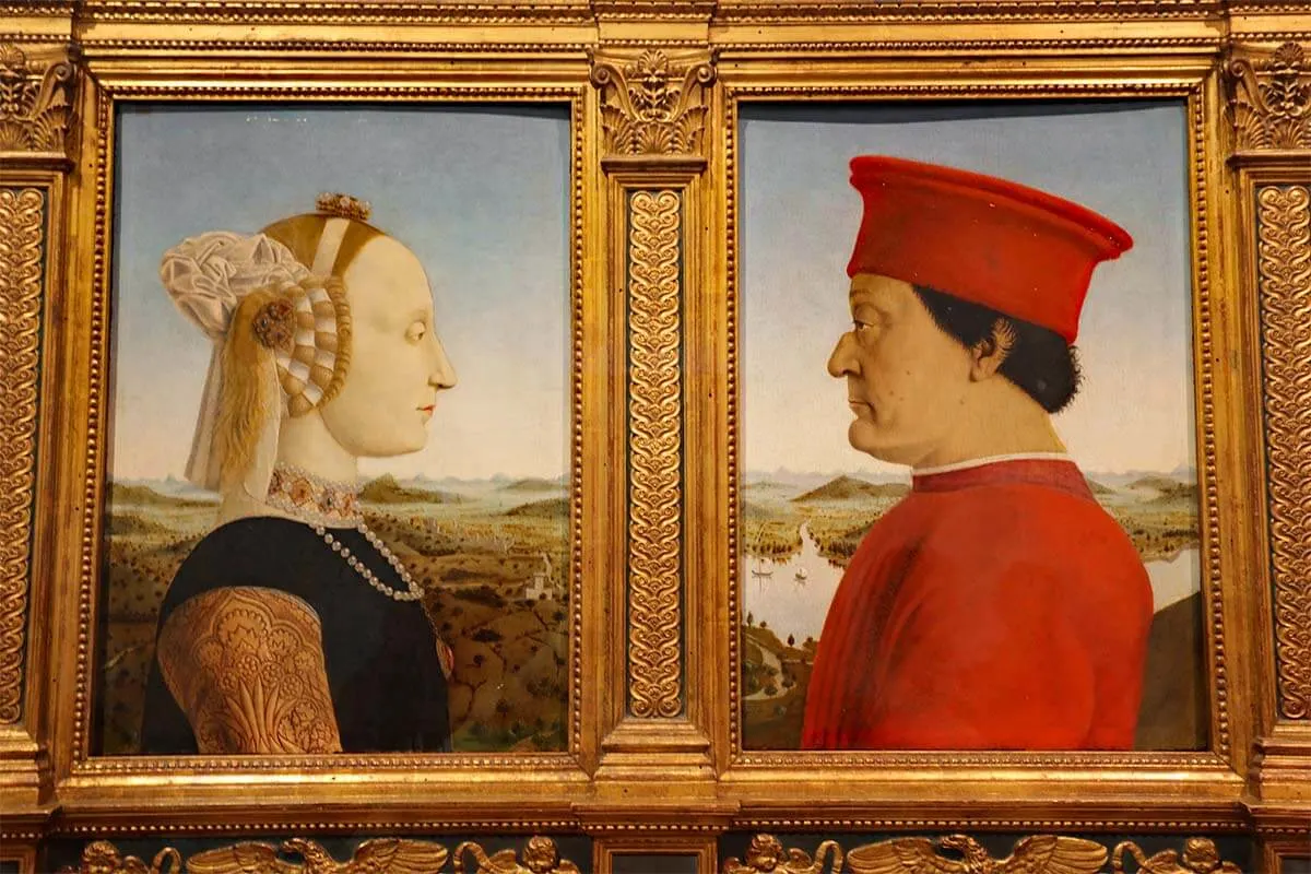The Duke and Duchess of Urbino painting in the Uffizi Gallery in Florence