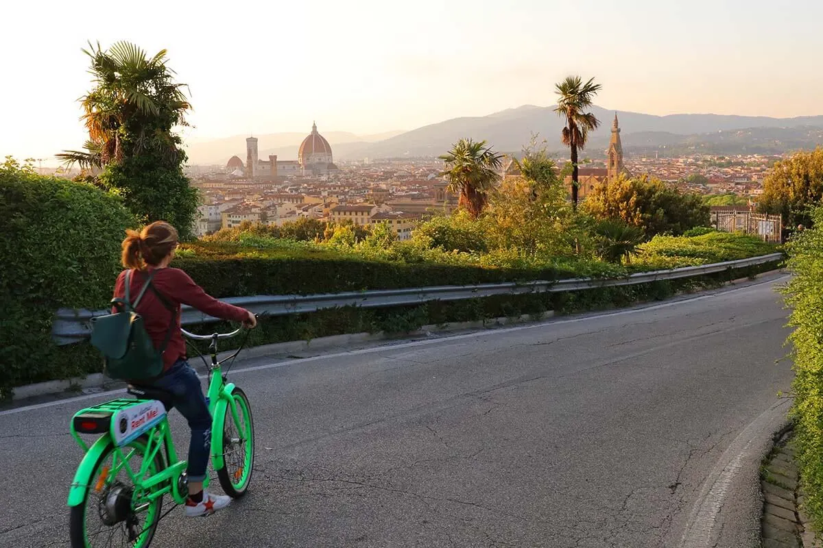 Florence sunset view from a bike tour near Piazzale Michelangelo