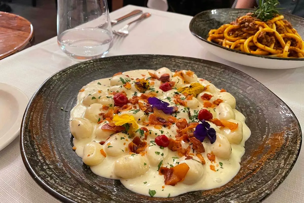 Gnocchi at La Buchetta restaurant in Florence